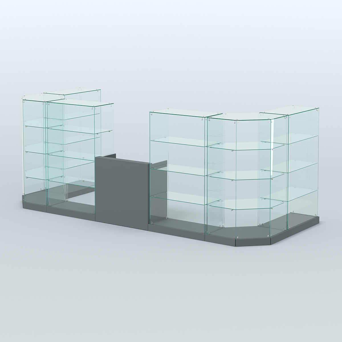 Торговый стеклянный павильон Абсолют №5 (открытый) (7, 15 кв.м) Темно-Серый