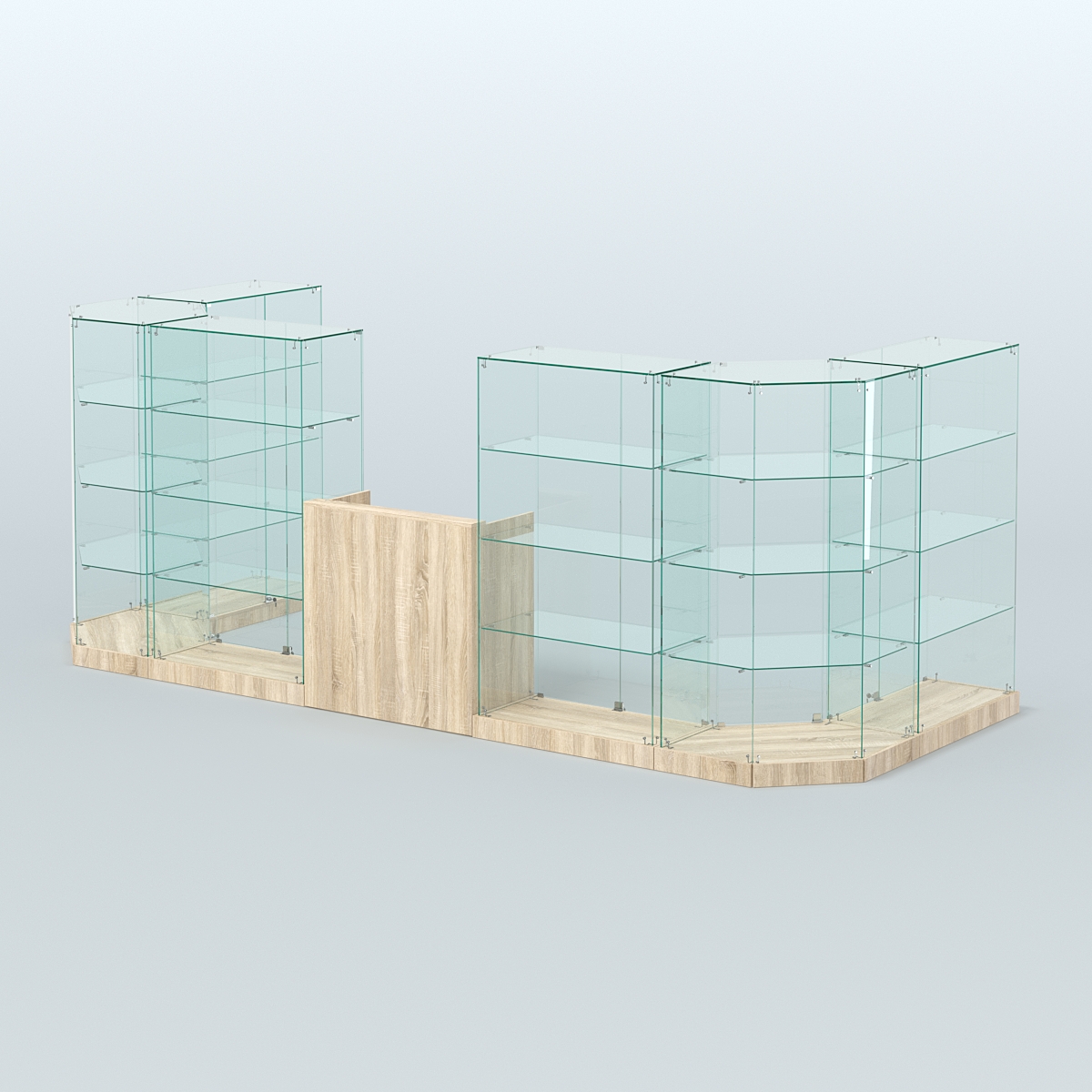 Торговый стеклянный павильон Абсолют №5а (закрытый) (7, 15 кв.м) Дуб сонома