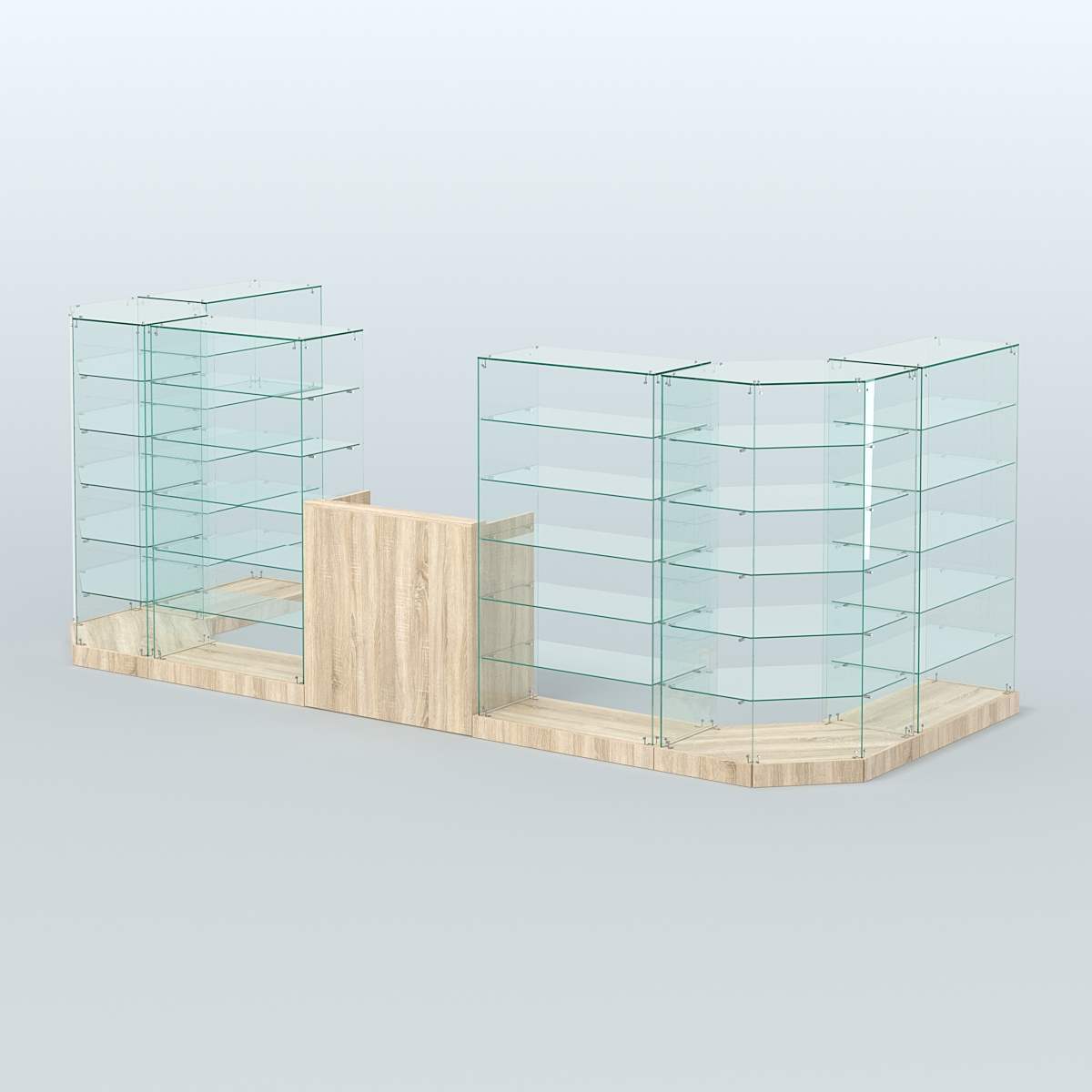 Торговый стеклянный павильон Абсолют №6 (открытый) (7, 15 кв.м) Дуб сонома