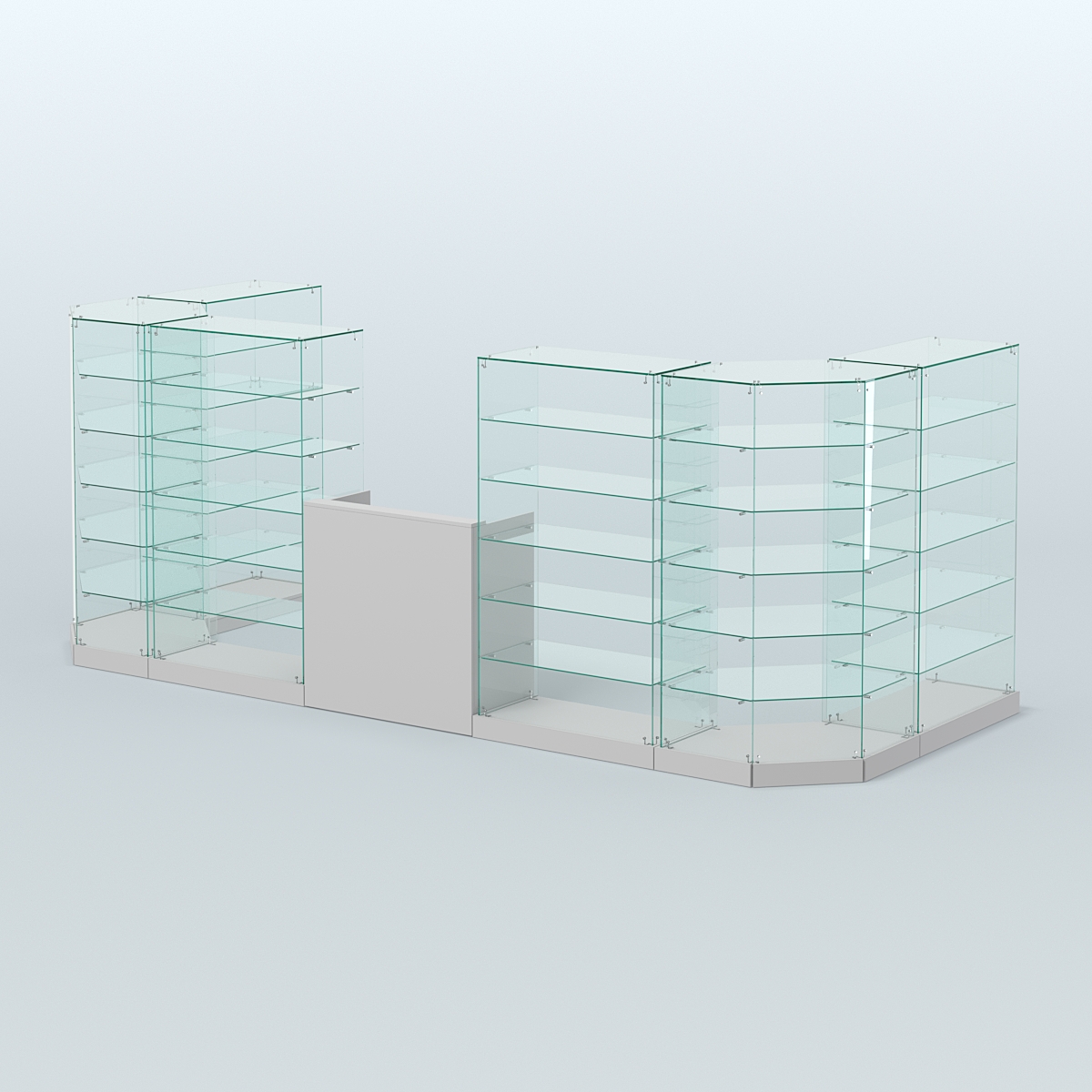 Торговый стеклянный павильон Абсолют №6 (открытый) (7, 15 кв.м) Серый