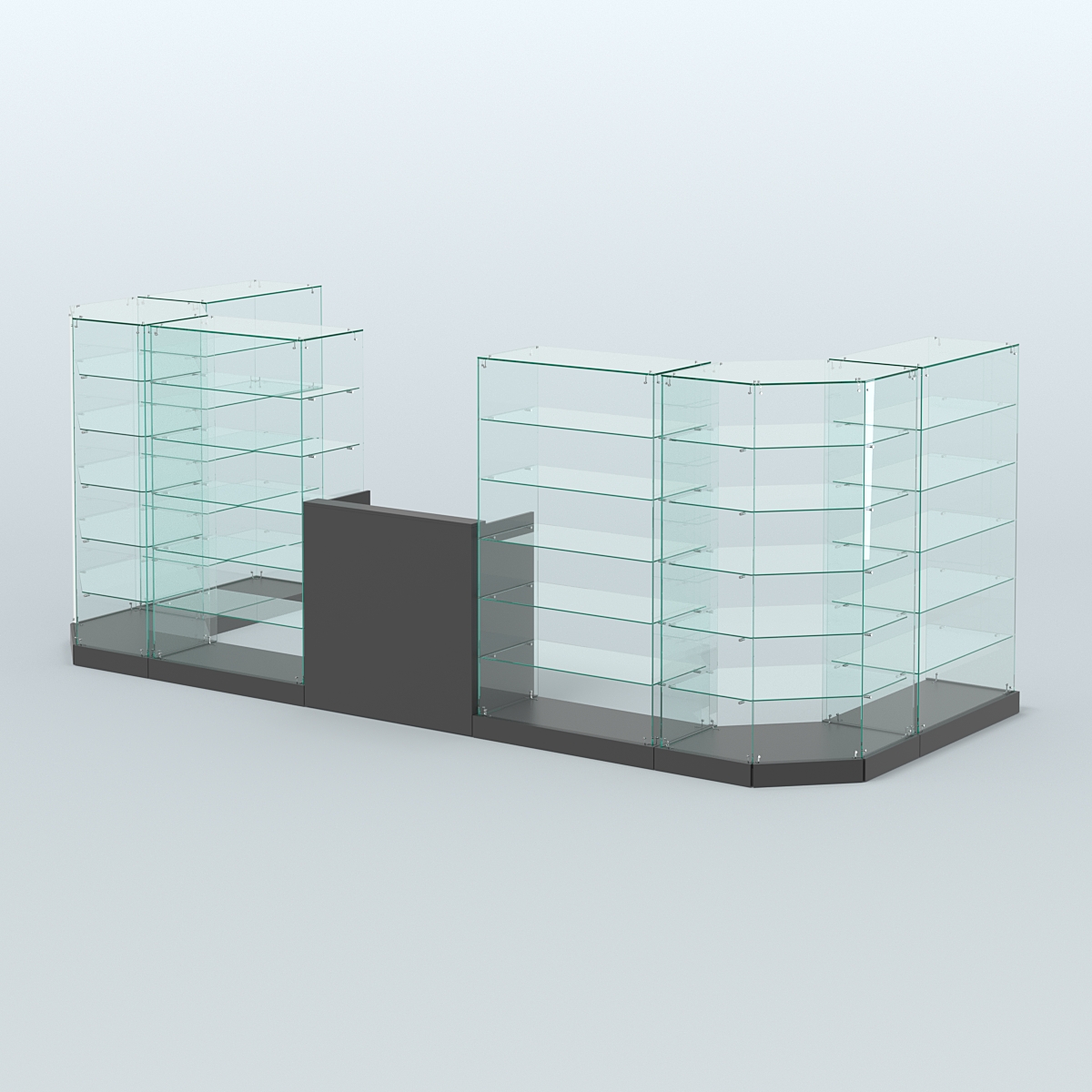 Торговый стеклянный павильон Абсолют №6 (открытый) (7, 15 кв.м) Черный