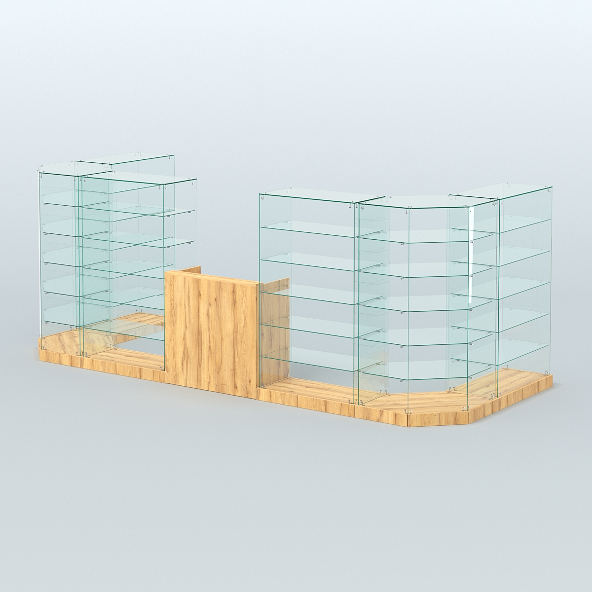 Торговый стеклянный павильон Абсолют №6 (открытый) (7, 15 кв.м) Дуб Золотистый