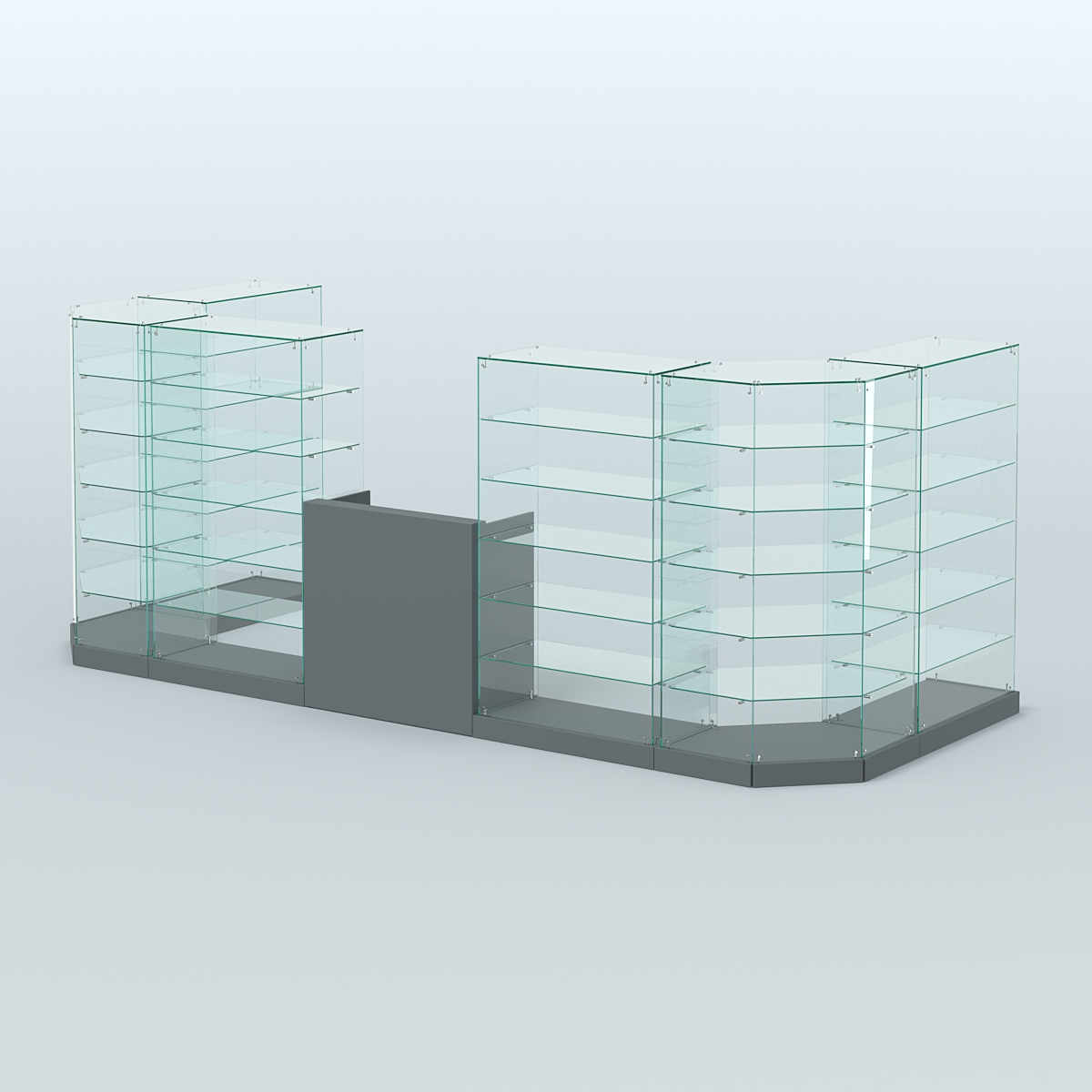 Торговый стеклянный павильон Абсолют №6 (открытый) (7, 15 кв.м) Темно-Серый