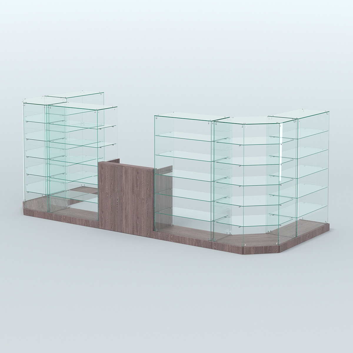 Торговый стеклянный павильон Абсолют №6 (открытый) (7, 15 кв.м) Ясень Анкор темный