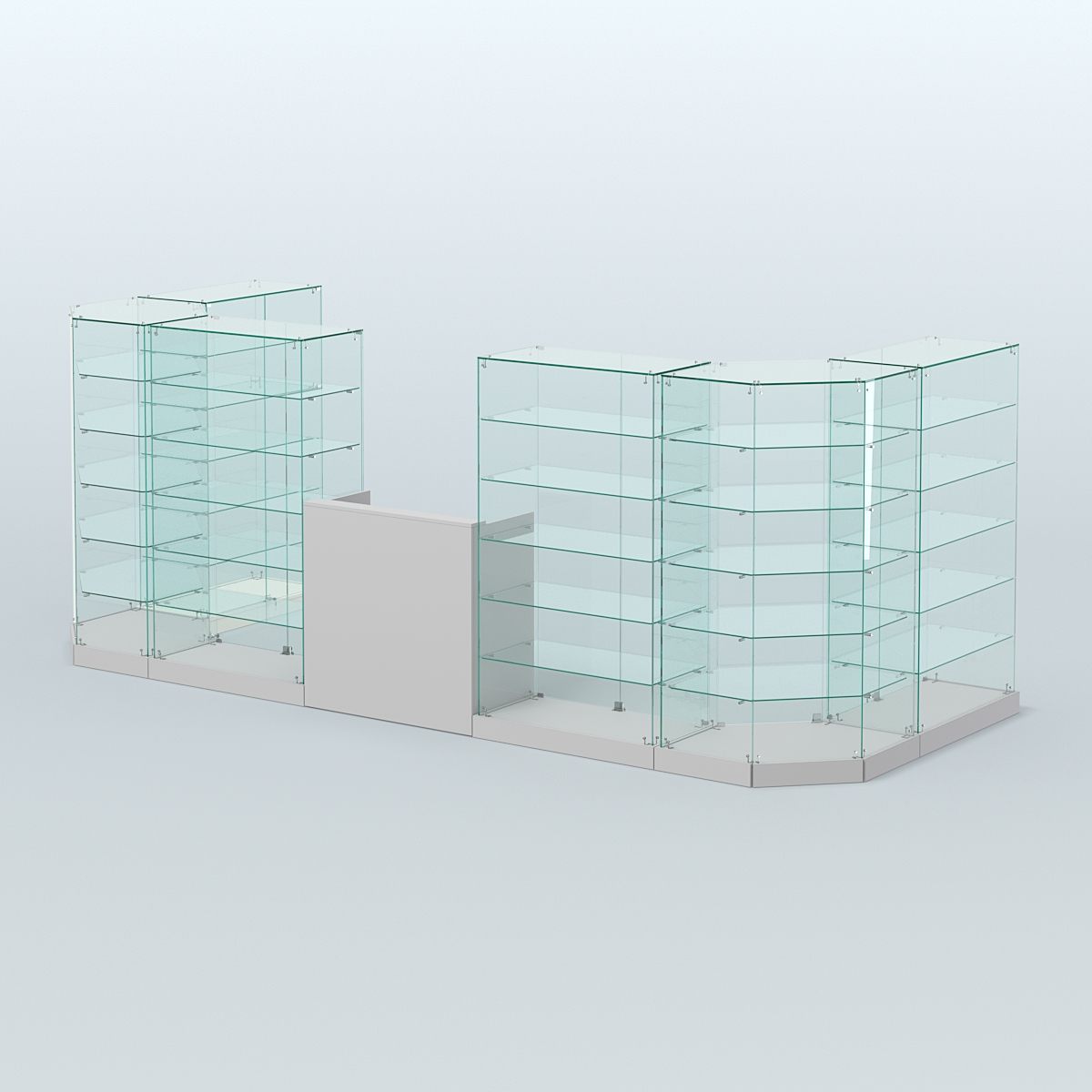 Торговый стеклянный павильон Абсолют №6а (закрытый) (7, 15 кв.м) Серый