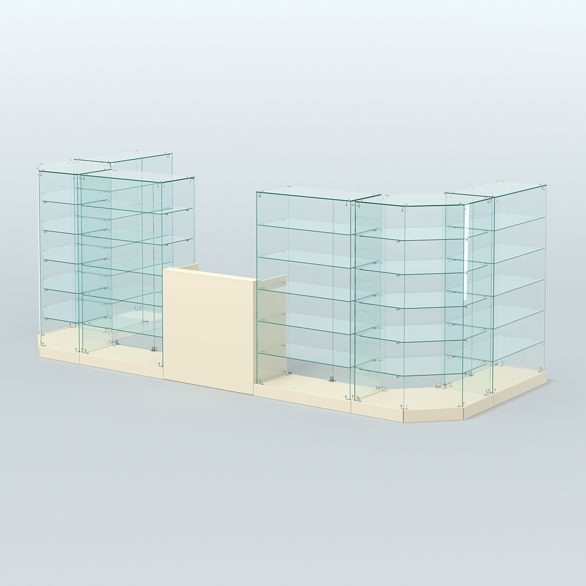 Торговый стеклянный павильон Абсолют №6а (закрытый) (7, 15 кв.м) Крем Вайс