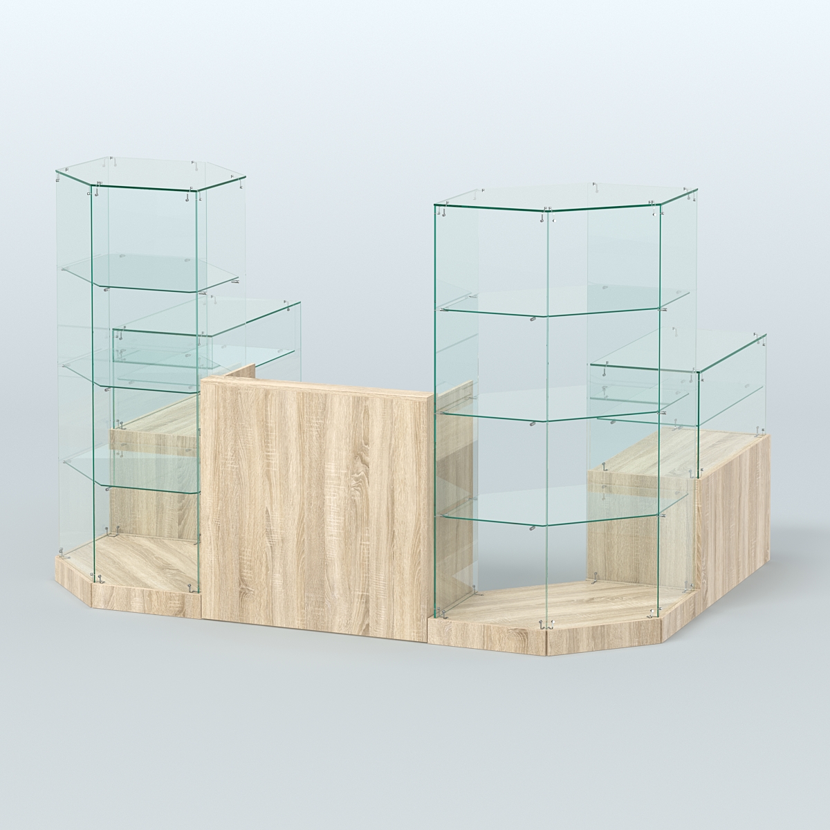 Торговый стеклянный павильон Абсолют №7 (открытый) (4, 13 кв.м) Дуб сонома