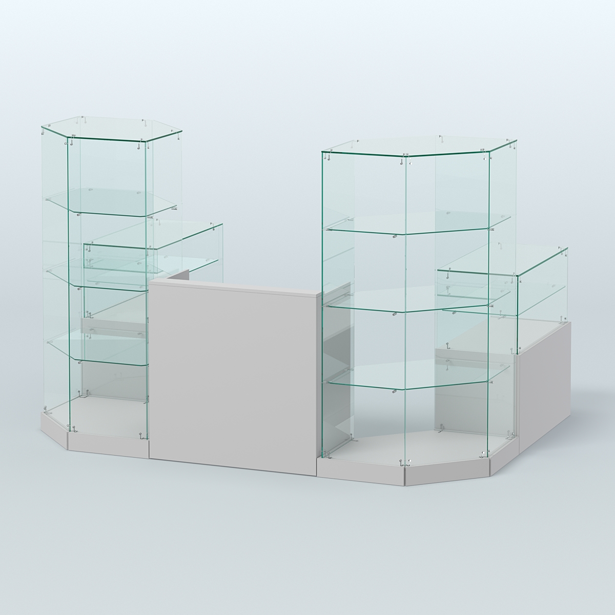 Торговый стеклянный павильон Абсолют №7 (открытый) (4, 13 кв.м) Серый