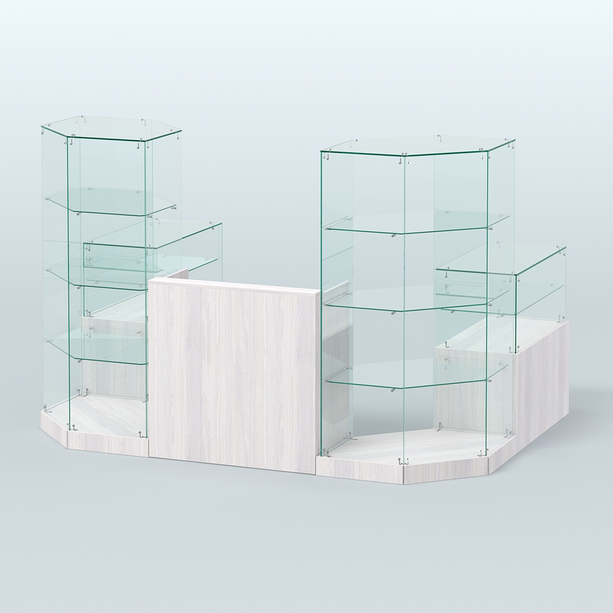 Торговый стеклянный павильон Абсолют №7 (открытый) (4, 13 кв.м) Ясень Анкор светлый