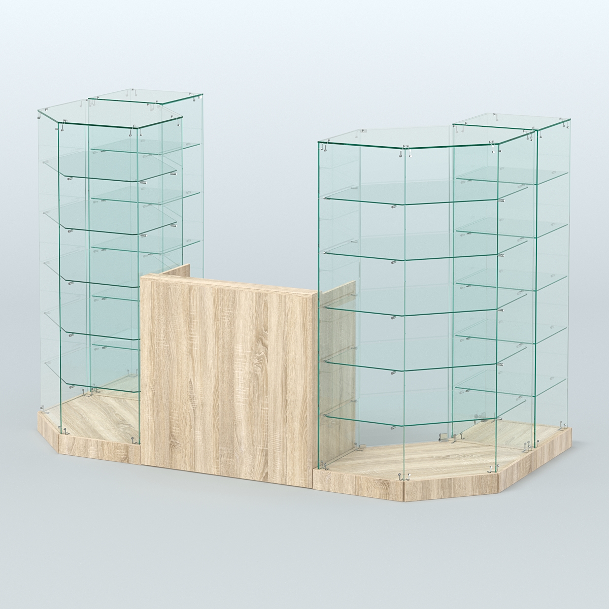 Торговый стеклянный павильон Абсолют №8а (закрытый) (3 кв.м) Дуб сонома