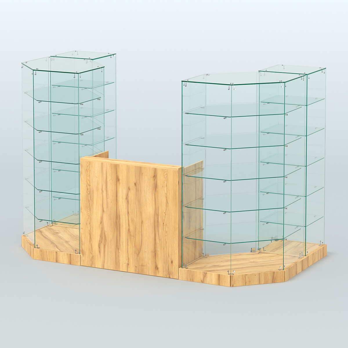 Торговый стеклянный павильон Абсолют №8а (закрытый) (3 кв.м) Дуб Золотистый