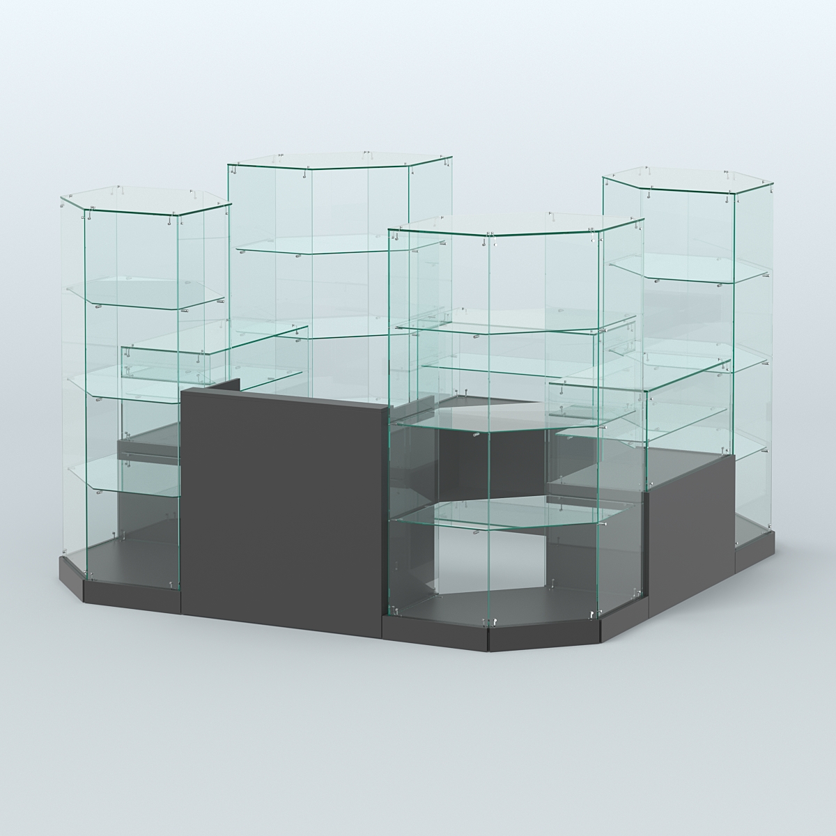 Торговый стеклянный павильон Абсолют №9 (открытый) (6, 05 кв.м) Черный