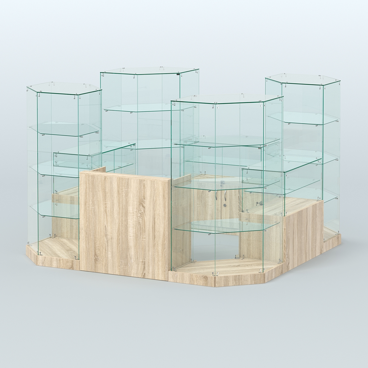 Торговый стеклянный павильон Абсолют №9а (закрытый) (6, 05 кв.м) Дуб сонома