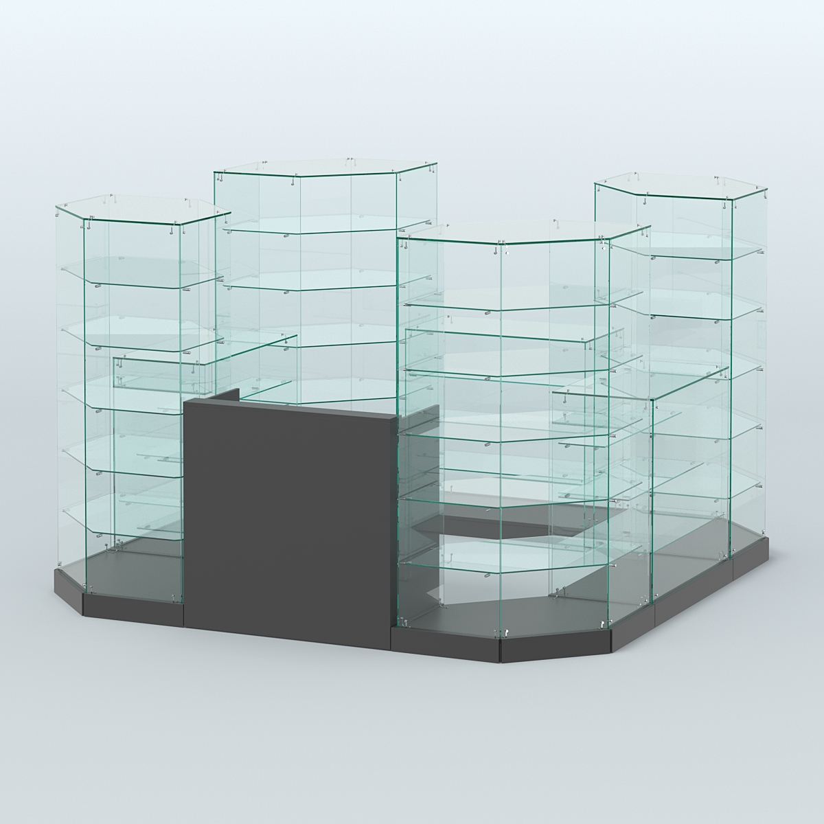 Торговый стеклянный павильон Абсолют №10 (открытый) (6, 05 кв.м) Черный