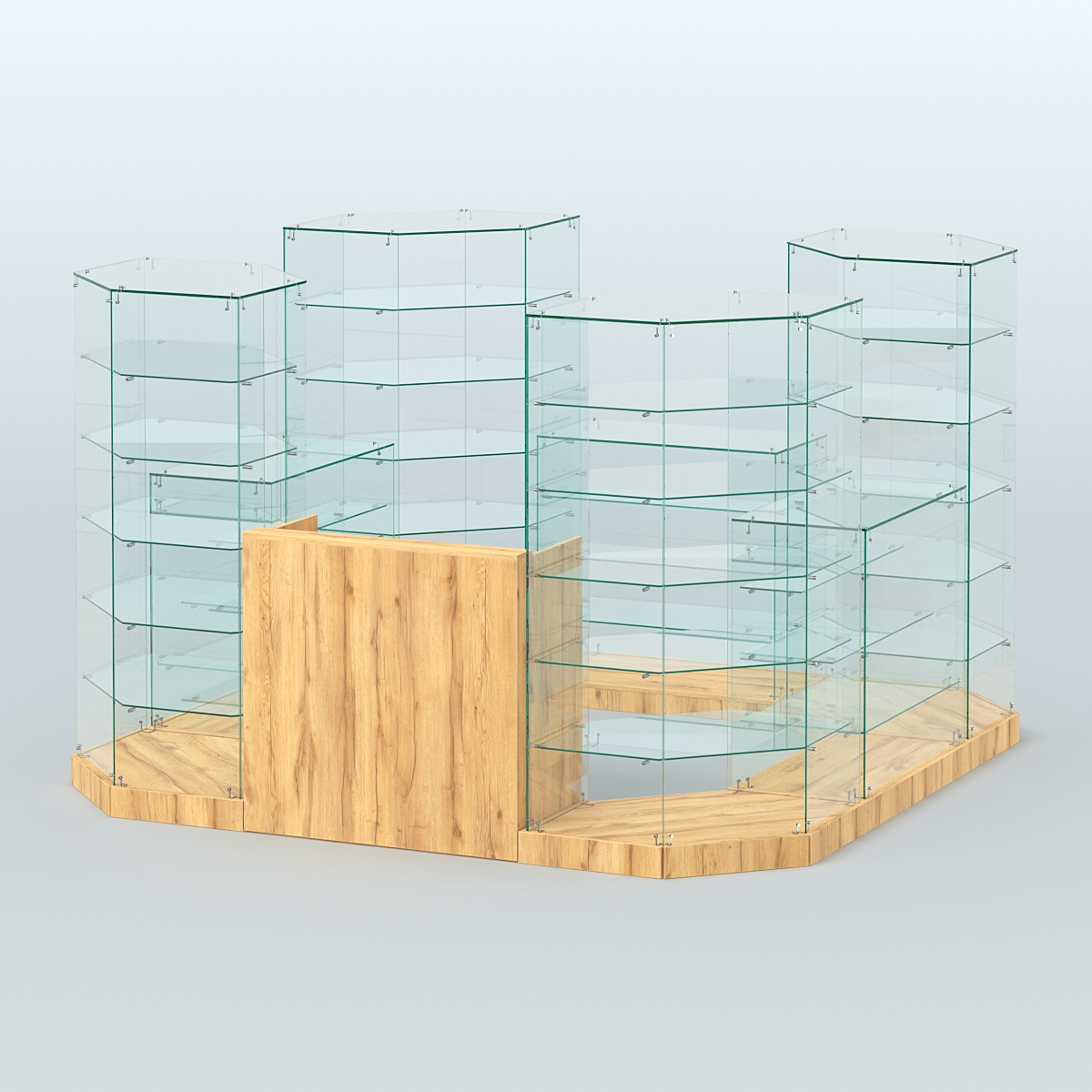 Торговый стеклянный павильон Абсолют №10 (открытый) (6, 05 кв.м) Дуб Золотистый