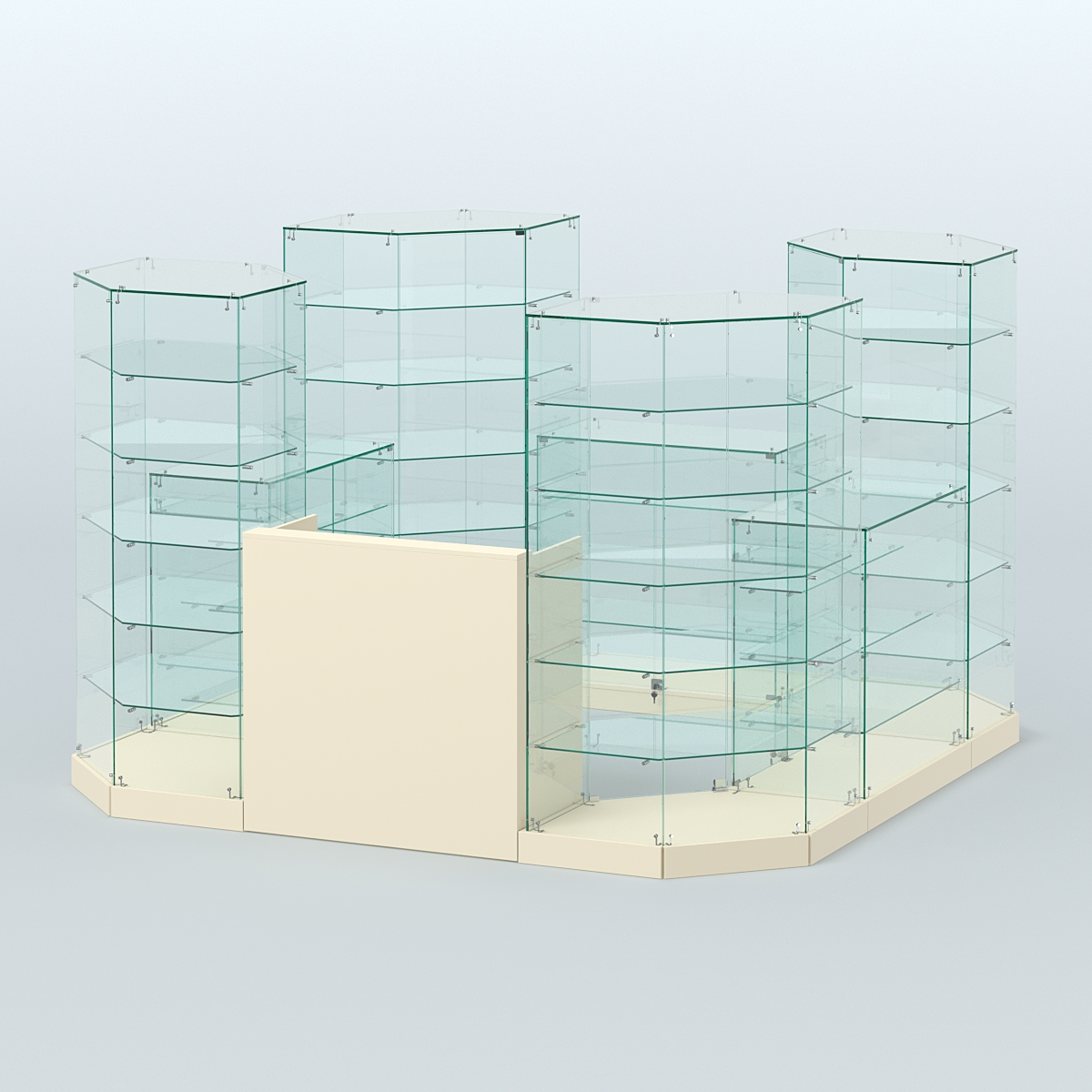 Торговый стеклянный павильон Абсолют №10а (закрытый) (6, 05 кв.м) Крем Вайс