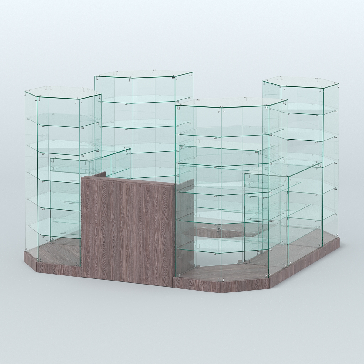 Торговый стеклянный павильон Абсолют №10а (закрытый) (6, 05 кв.м) Ясень Анкор темный