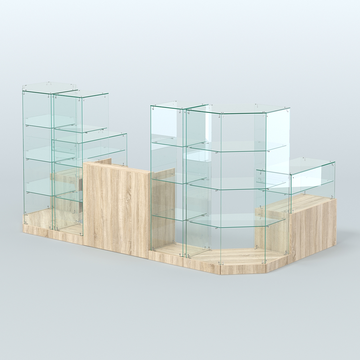Торговый стеклянный павильон Абсолют №11 (открытый) (5, 64 кв.м) Дуб сонома