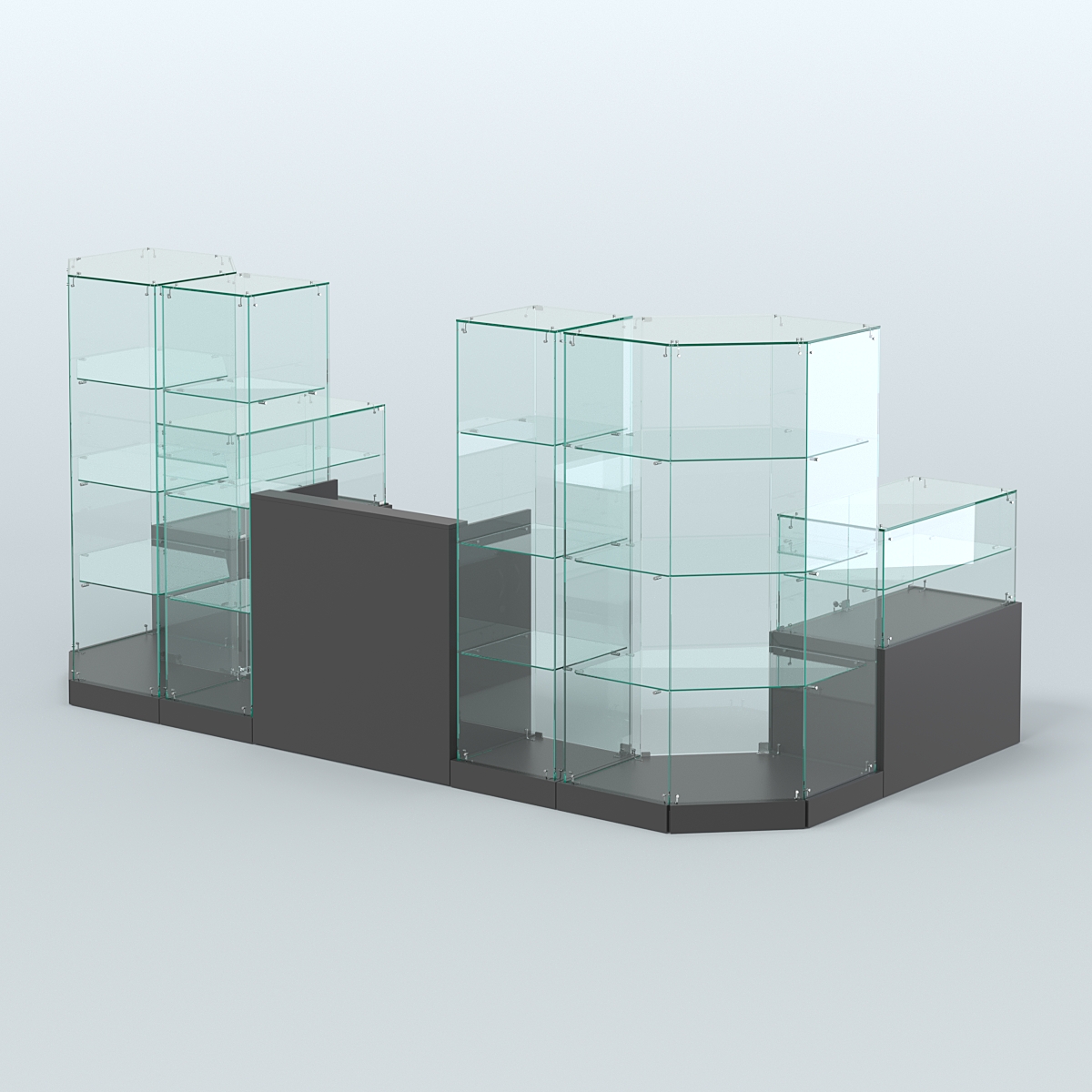 Торговый стеклянный павильон Абсолют №11а (закрытый) (5, 64 кв.м) Черный