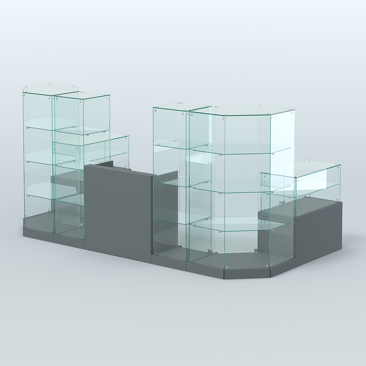 Торговый стеклянный павильон Абсолют №11а (закрытый) (5, 64 кв.м) Темно-Серый