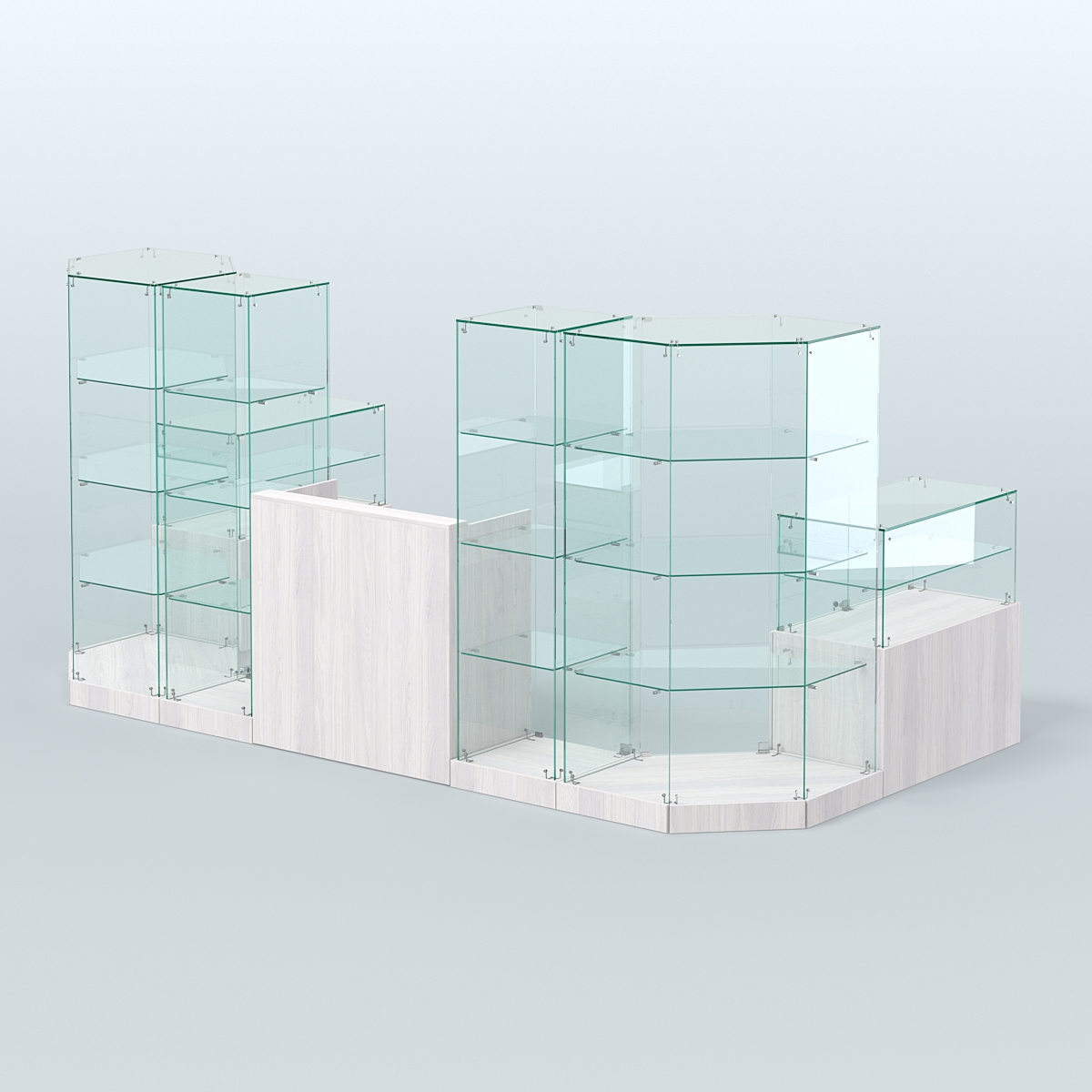 Торговый стеклянный павильон Абсолют №11а (закрытый) (5, 64 кв.м) Ясень Анкор светлый