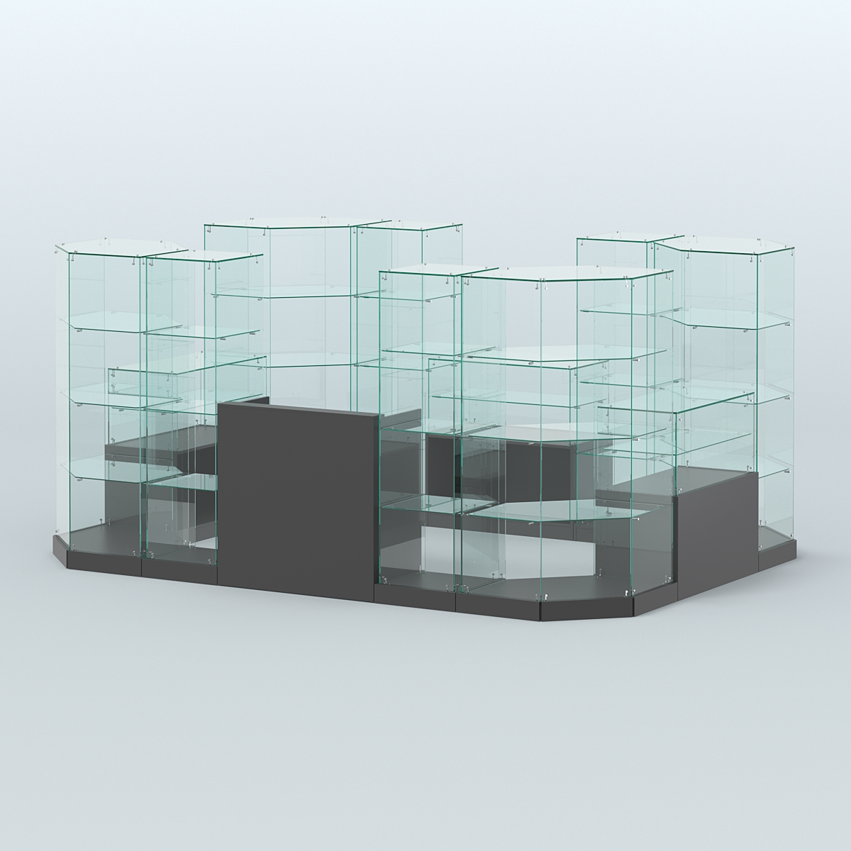 Торговый стеклянный павильон Абсолют №12 (открытый) (8, 26 кв.м) Черный