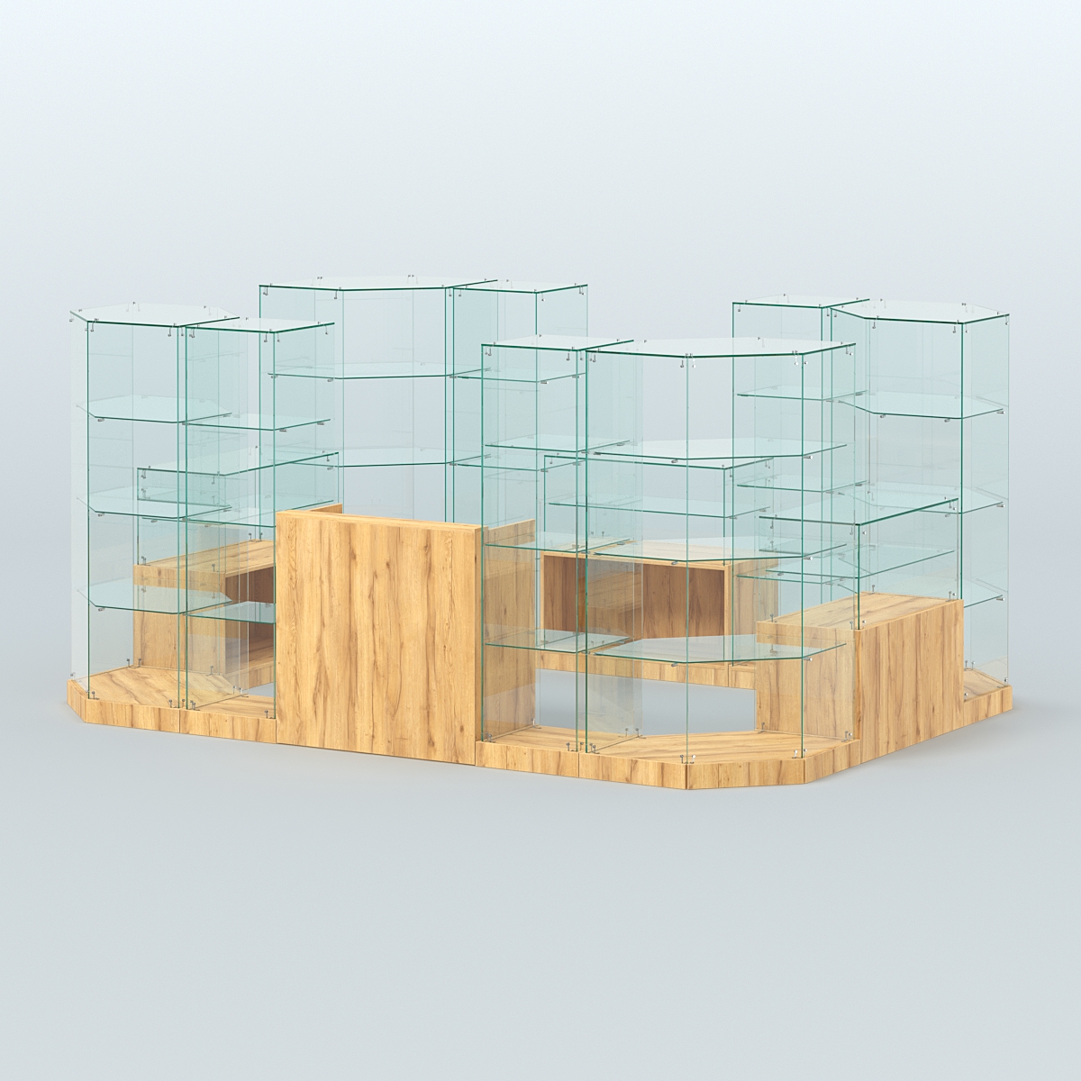 Торговый стеклянный павильон Абсолют №12 (открытый) (8, 26 кв.м) Дуб Золотистый