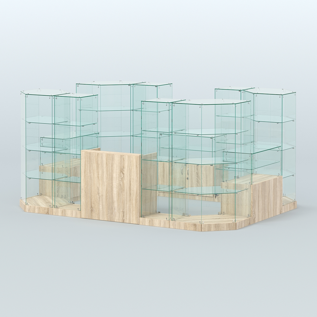 Торговый стеклянный павильон Абсолют №12а (закрытый) (8, 26 кв.м) Дуб сонома