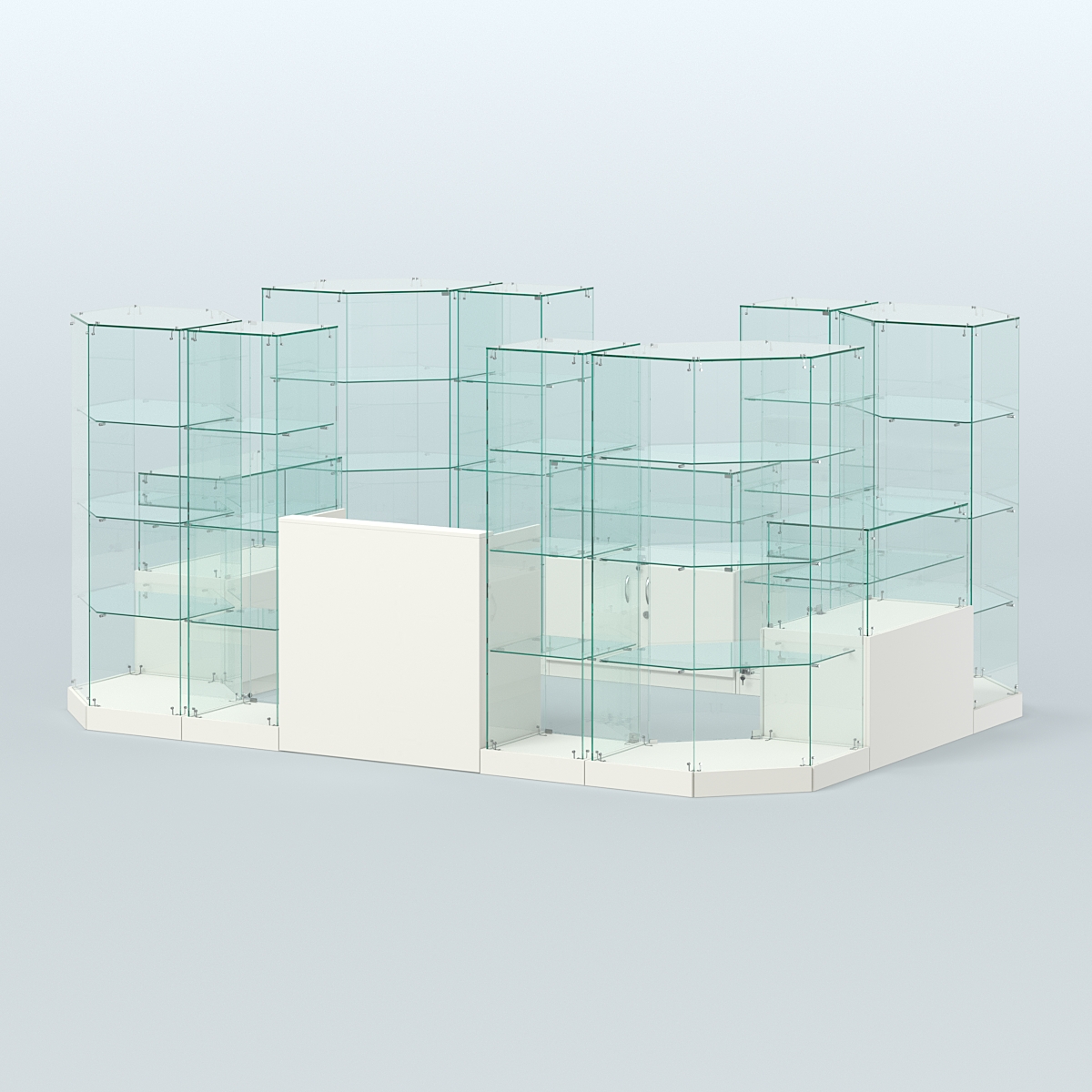 Торговый стеклянный павильон Абсолют №12а (закрытый) (8, 26 кв.м) Белый