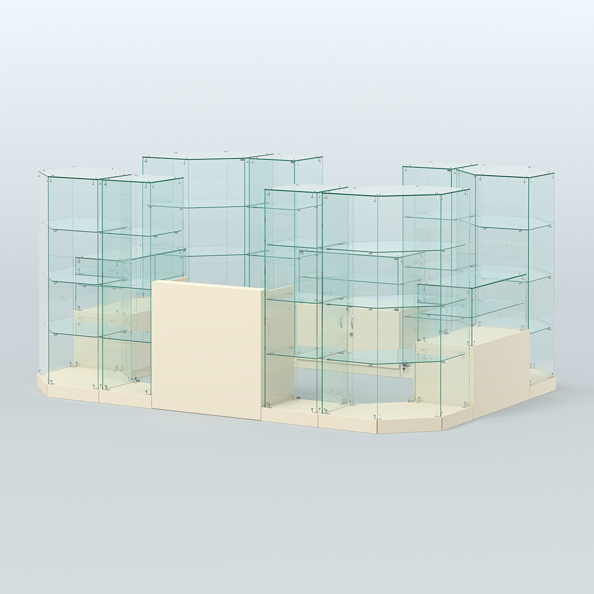 Торговый стеклянный павильон Абсолют №12а (закрытый) (8, 26 кв.м) Крем Вайс