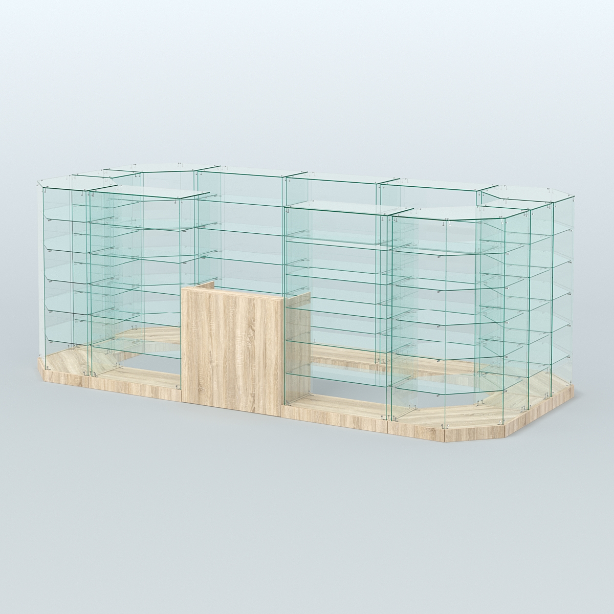 Торговый стеклянный павильон Абсолют №13 (открытый) (8, 56 кв.м) Дуб сонома