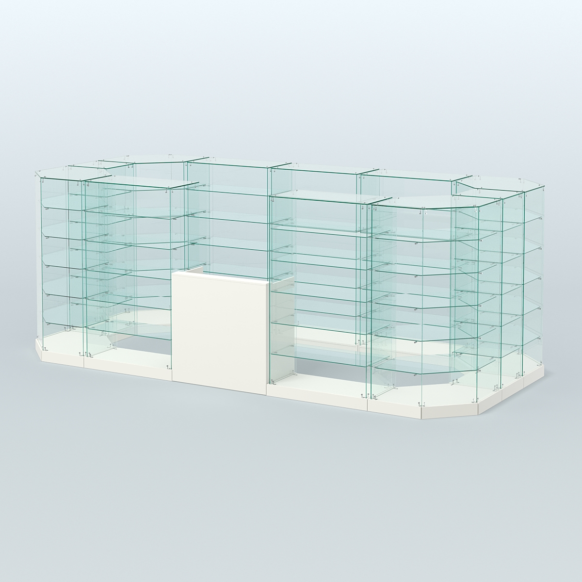 Торговый стеклянный павильон Абсолют №13 (открытый) (8, 56 кв.м) Белый