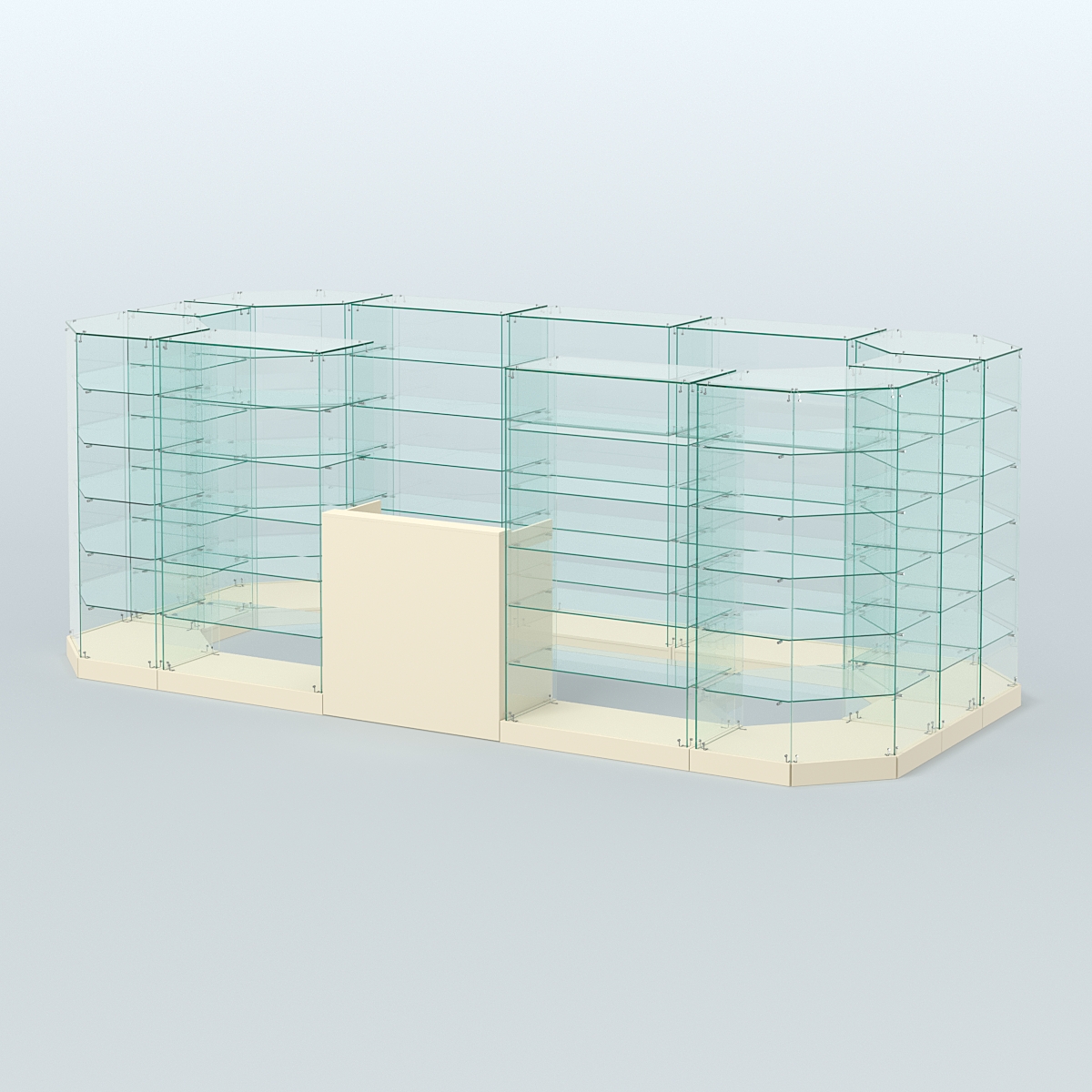 Торговый стеклянный павильон Абсолют №13 (открытый) (8, 56 кв.м) Крем Вайс