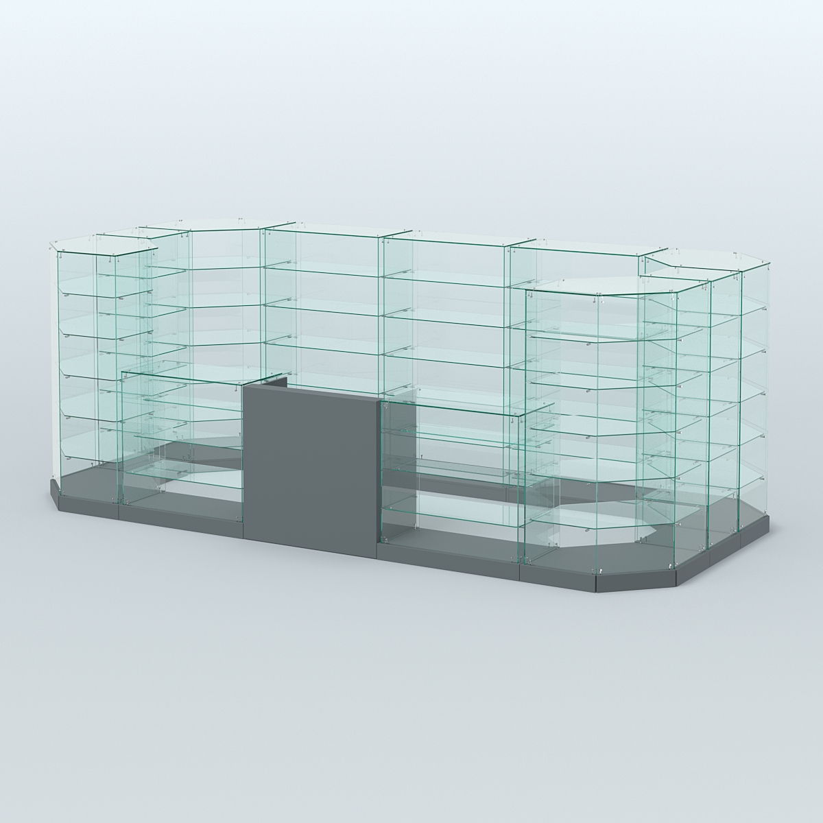 Торговый стеклянный павильон Абсолют №14 (открытый) (8, 56 кв.м) Темно-Серый