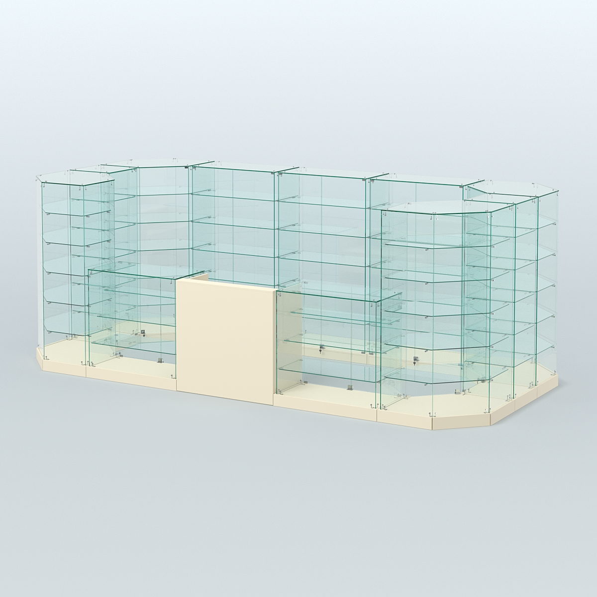 Торговый стеклянный павильон Абсолют №14а (закрытый) (8, 56 кв.м) Крем Вайс