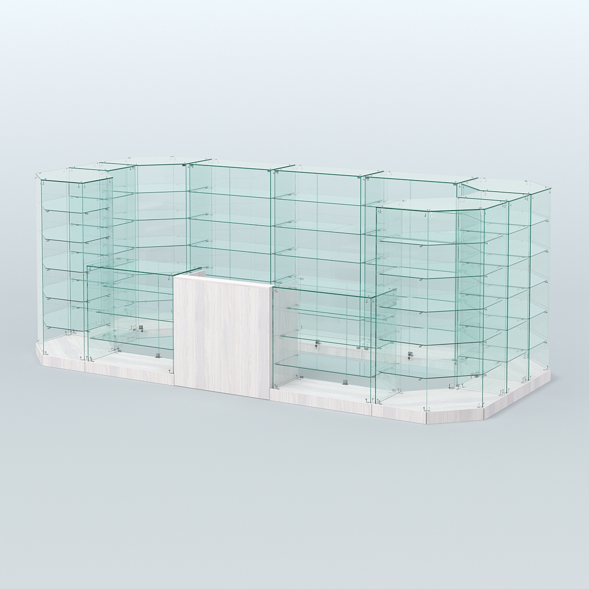 Торговый стеклянный павильон Абсолют №14а (закрытый) (8, 56 кв.м) Ясень Анкор светлый