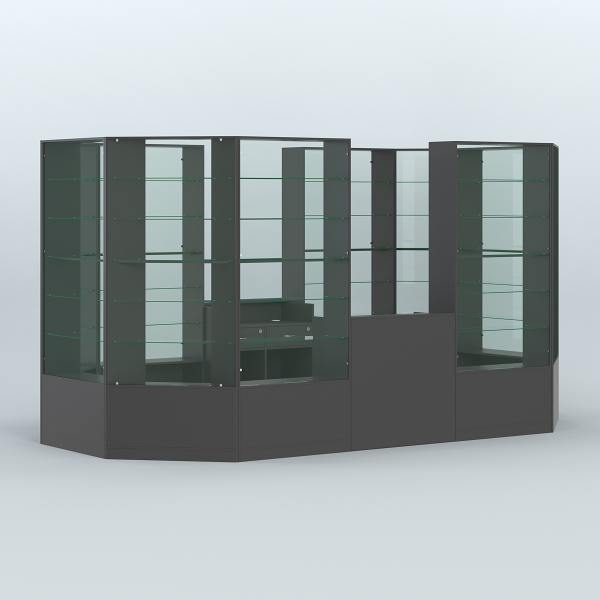 Островной торговый павильон из ДСП СЭСП №6 (8, 55 кв.м) Черный