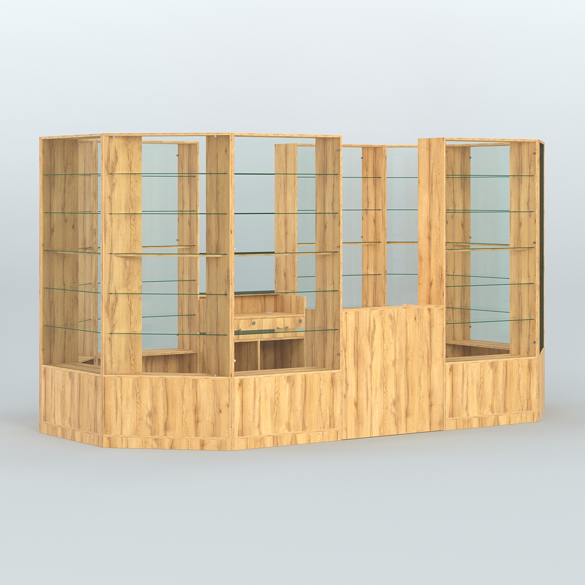 Островной торговый павильон из ДСП СЭСП №6 (8, 55 кв.м) Дуб Золотистый