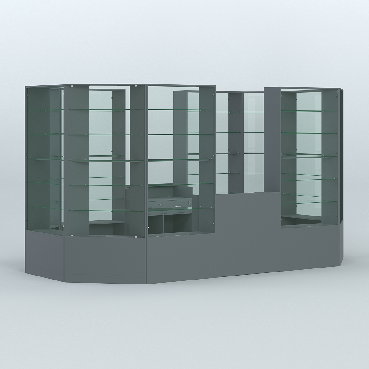 Островной торговый павильон из ДСП СЭСП №6 (8, 55 кв.м) Темно-Серый