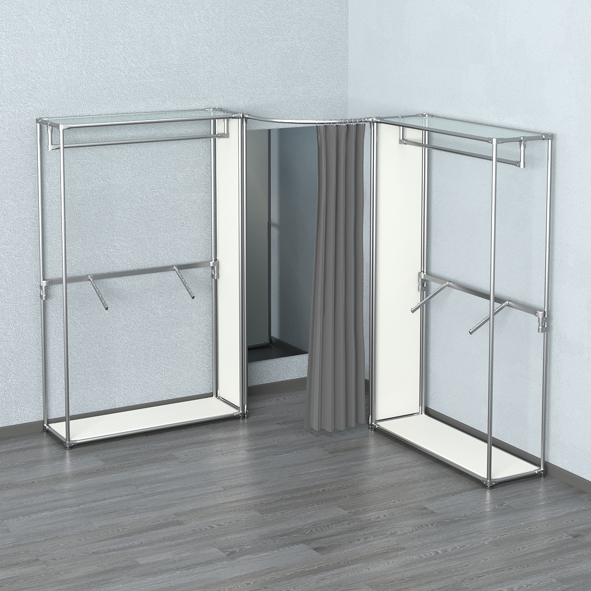 Примерочная (вход- дуга) с зеркалом из системы ХРОМ с поручнями №2-2 Белый