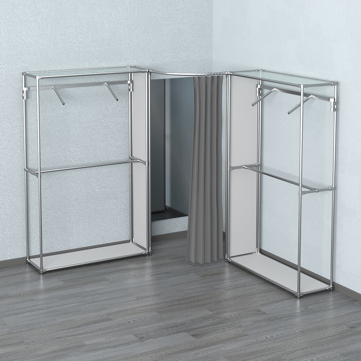 Примерочная (вход- дуга) с зеркалом из системы ХРОМ с поручнями №4-2 Серый