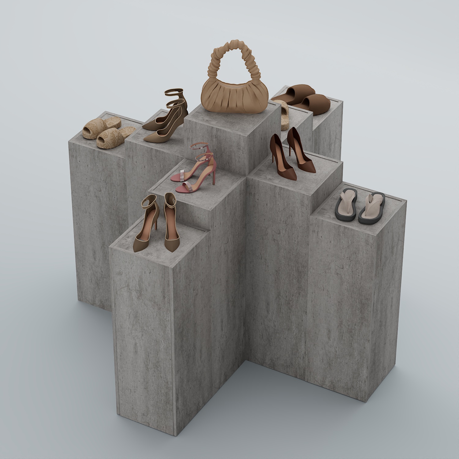 Демо-стенд Ступени-Крест №2 Бетон Чикаго светло-серый F186 ST9