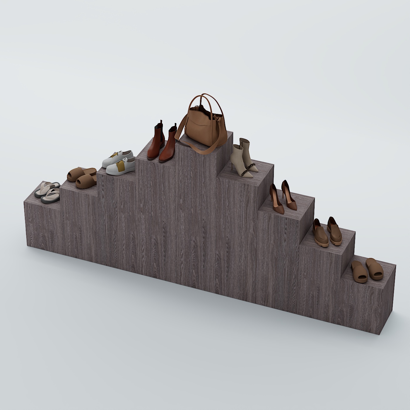 Демо-стенд Ступени-Пирамида №4 Ясень Анкор темный