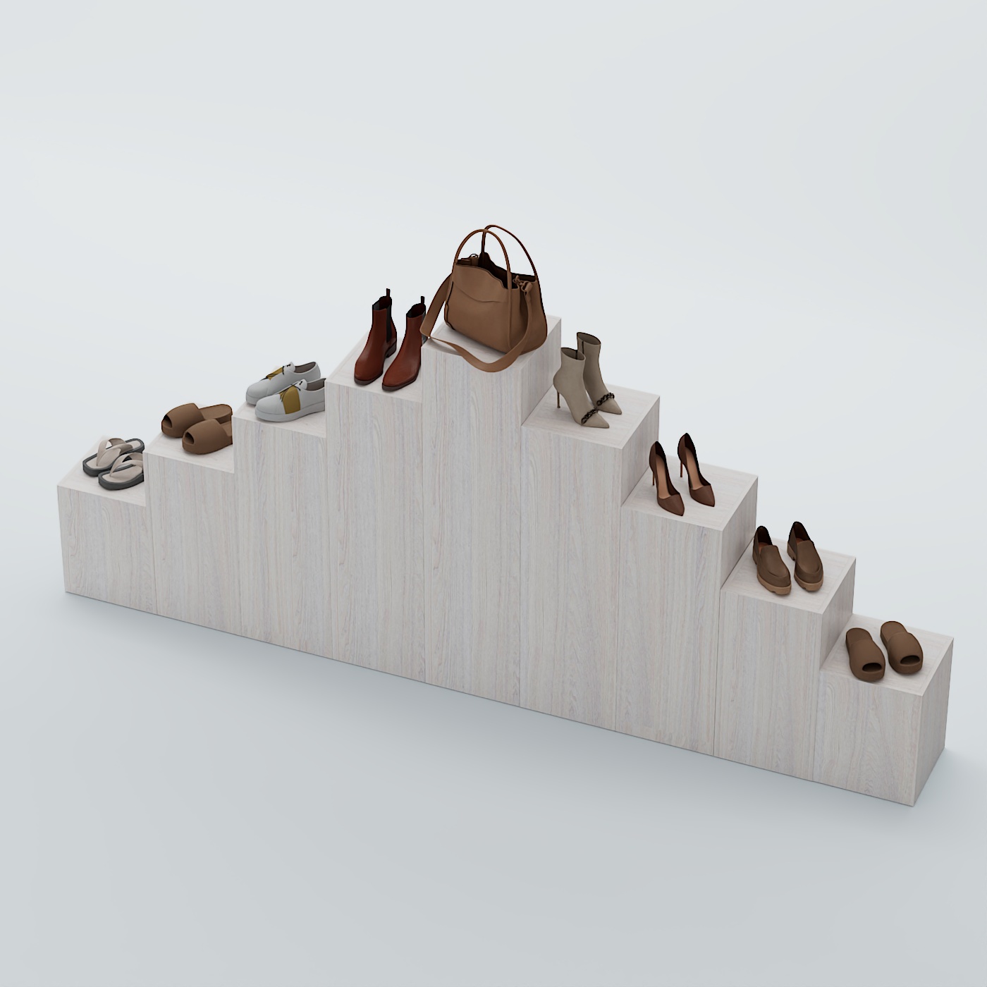 Демо-стенд Ступени-Пирамида №4 Ясень Анкор светлый