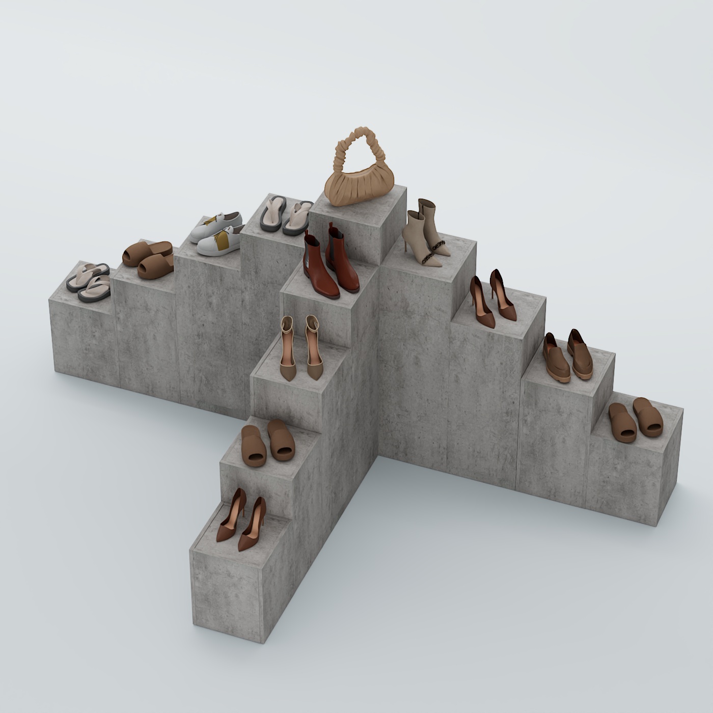 Демо-стенд Ступени Т-обр №4 Бетон Чикаго светло-серый F186 ST9