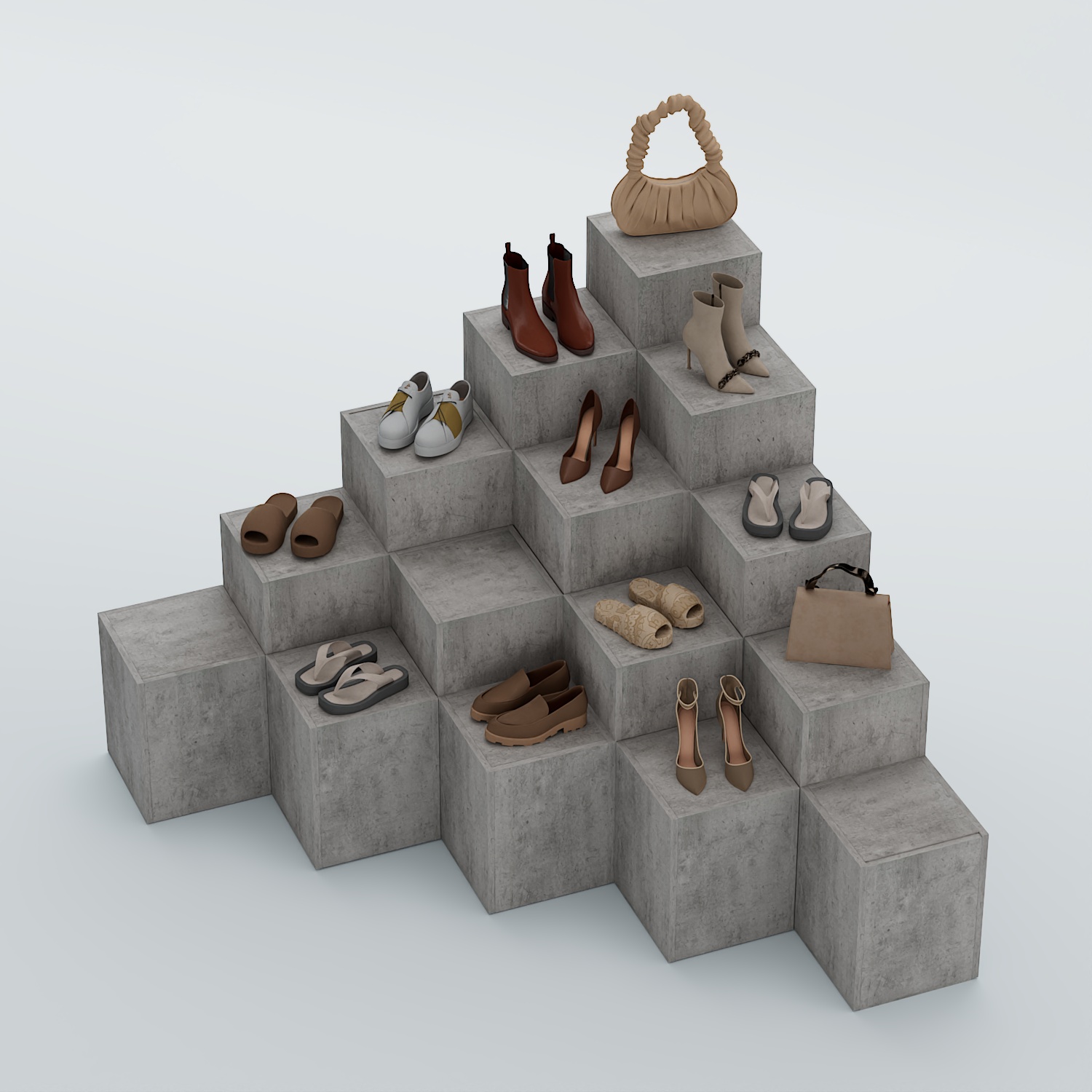 Демо-стенд Ступени-Шаг №5 Бетон Чикаго светло-серый F186 ST9