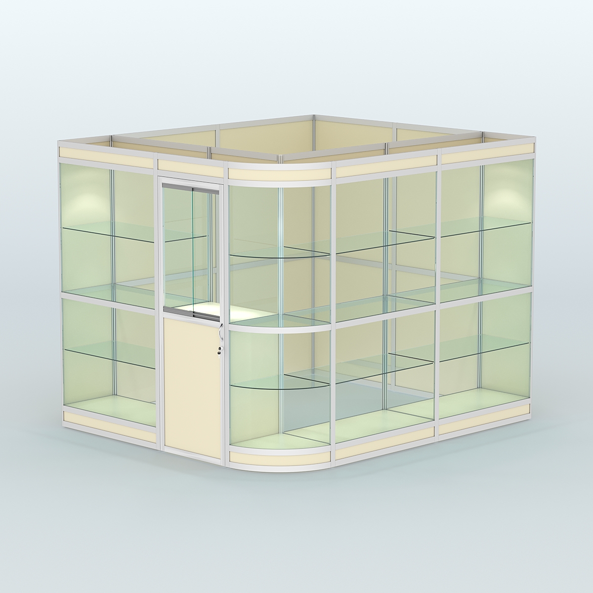 Павильон из профиля угловой №5в (5,5 кв.м) Крем Вайс