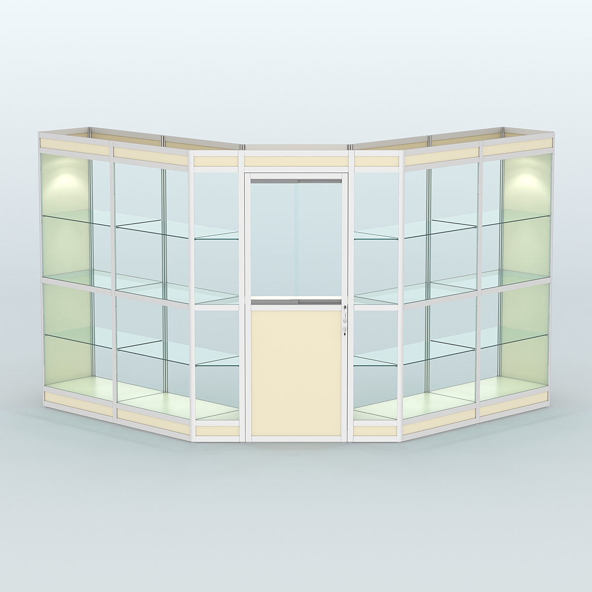 Павильон из профиля угловой №7в (9 кв.м) Крем Вайс