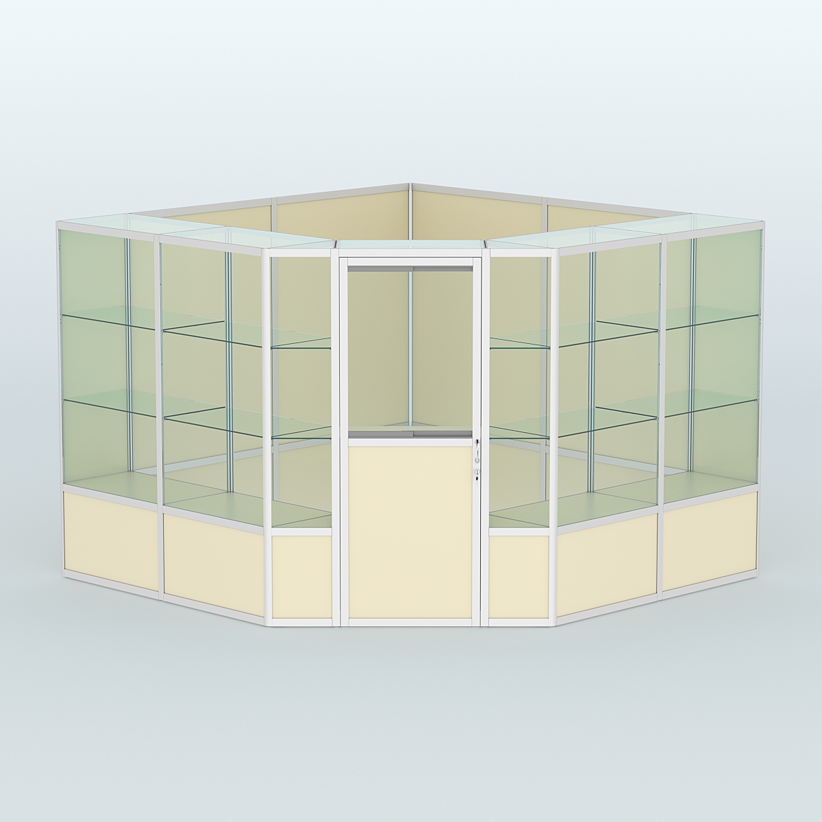 Павильон из профиля угловой №8б (9 кв.м) Крем Вайс