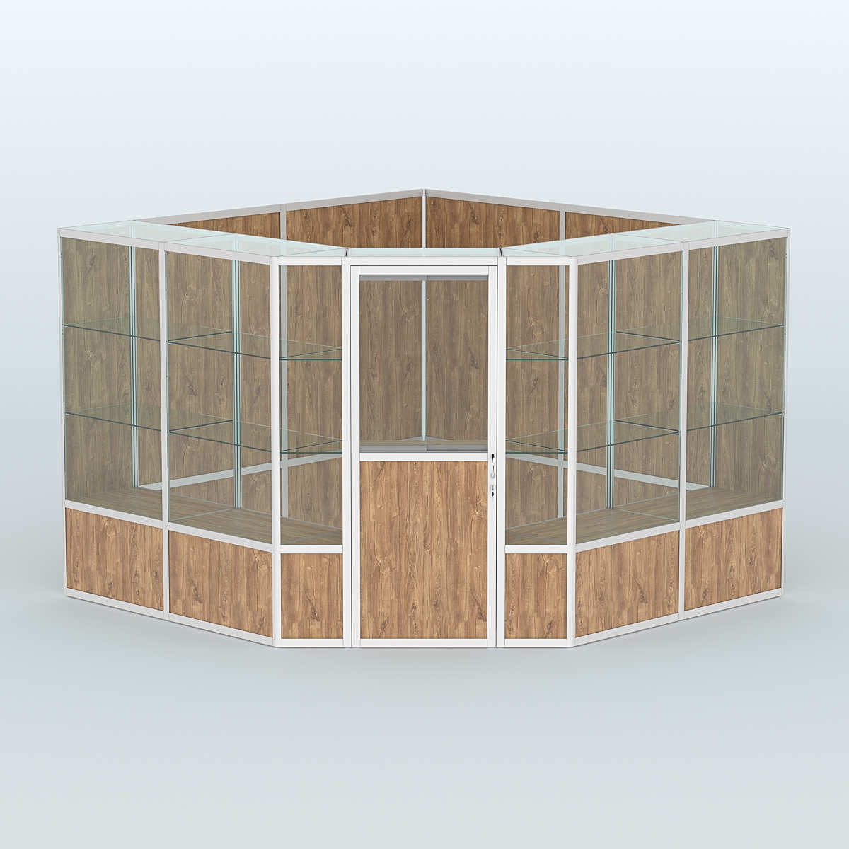 Павильон из профиля угловой №8б (9 кв.м) Дуб Канзас коричневый